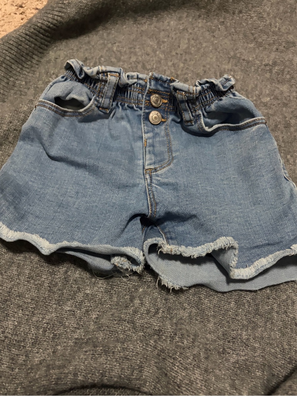 High-Waist Light Blue Denim Paperbag Shorts